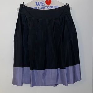 Pleated colorblock silk skirt
